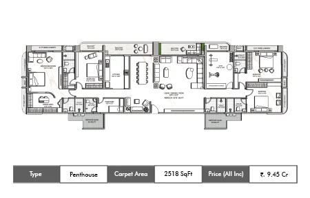 Multistar Autograph Residency Penthouse floor plan, 2518 sq ft carpet area